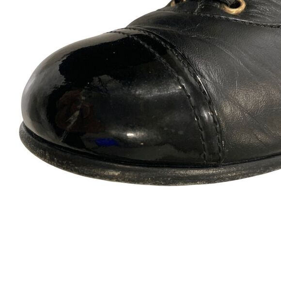 Chanel Interlocking C Lace Up Pearl Calfskin Leather Ankle Boot EU 37.5 US 6.5-7 - Picture 5 of 14